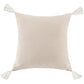 Luna - Washed Linen Tasseled Square Pillow - Light Tan