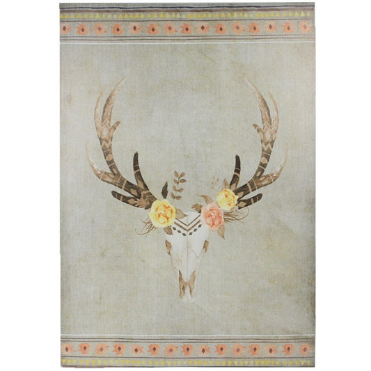 Desert Skull - 20" x 29.5" Bohemian Canvas Wall Art  - Cream