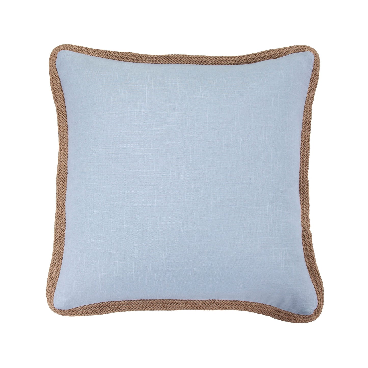 Luna - Washed Linen Jute Trimmed Pillow - Light Blue