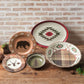 Aztec Bear - Melamine Dinnerware Set (Set of 14) - Brown / Red