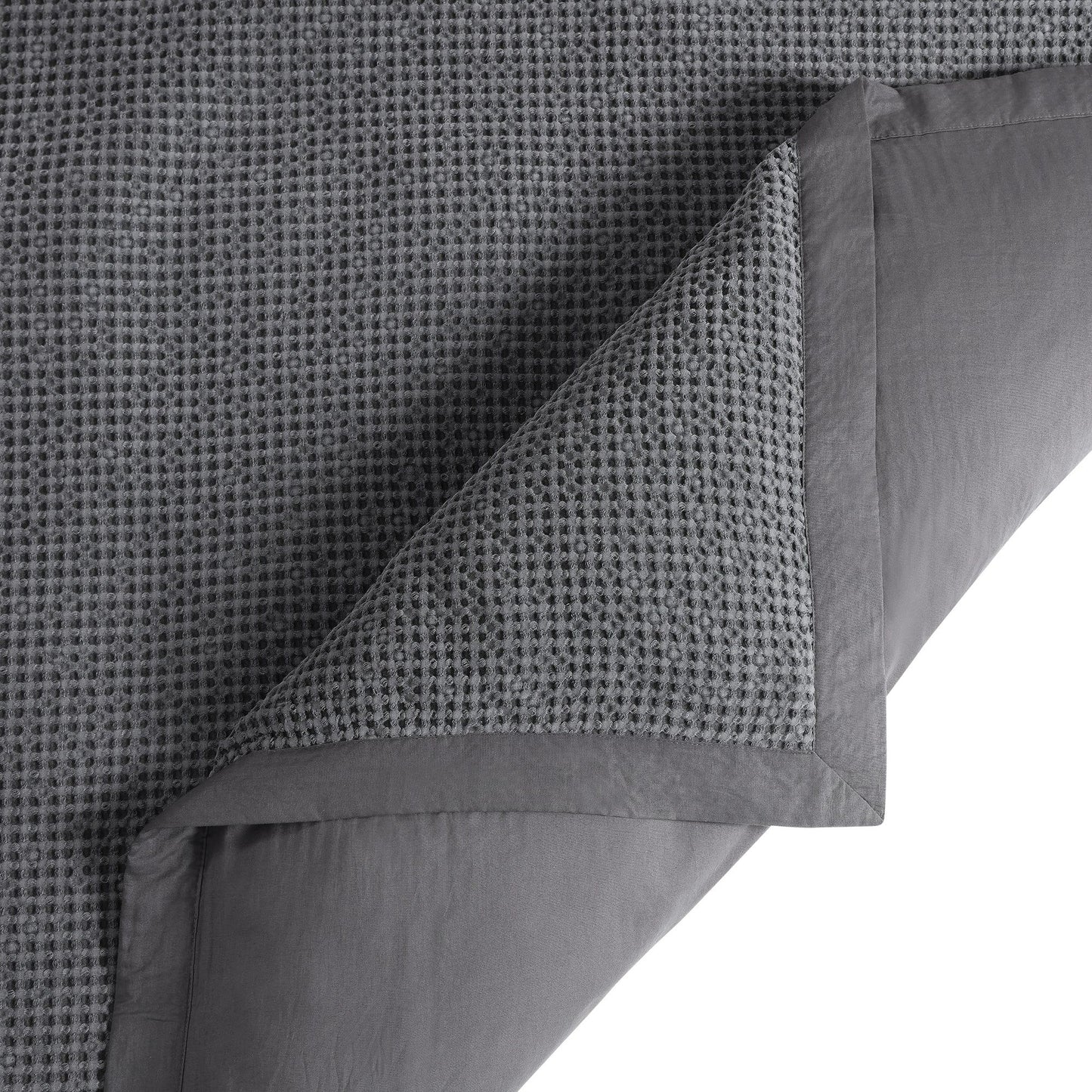 Stonewashed Cotton Waffle Weave - King Duvet Cover Set (Set of 3) - Slate