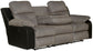 Felix - Sofa With 3 Recliners & Drop Down Table - Black / Granite