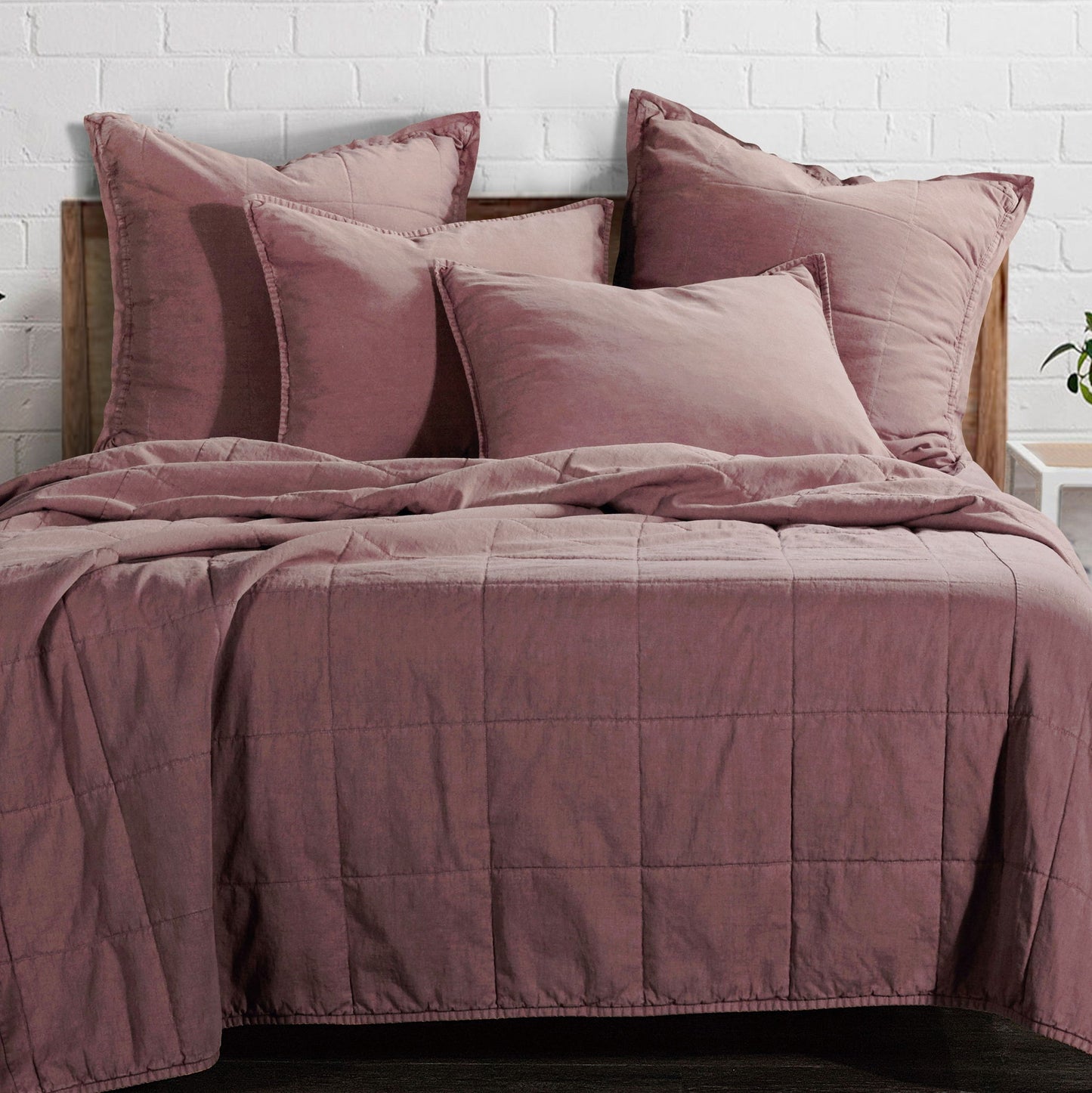 Cotton Canvas - Twin Stonewashed Coverlet Set (Set of 2) - Sarsaparilla