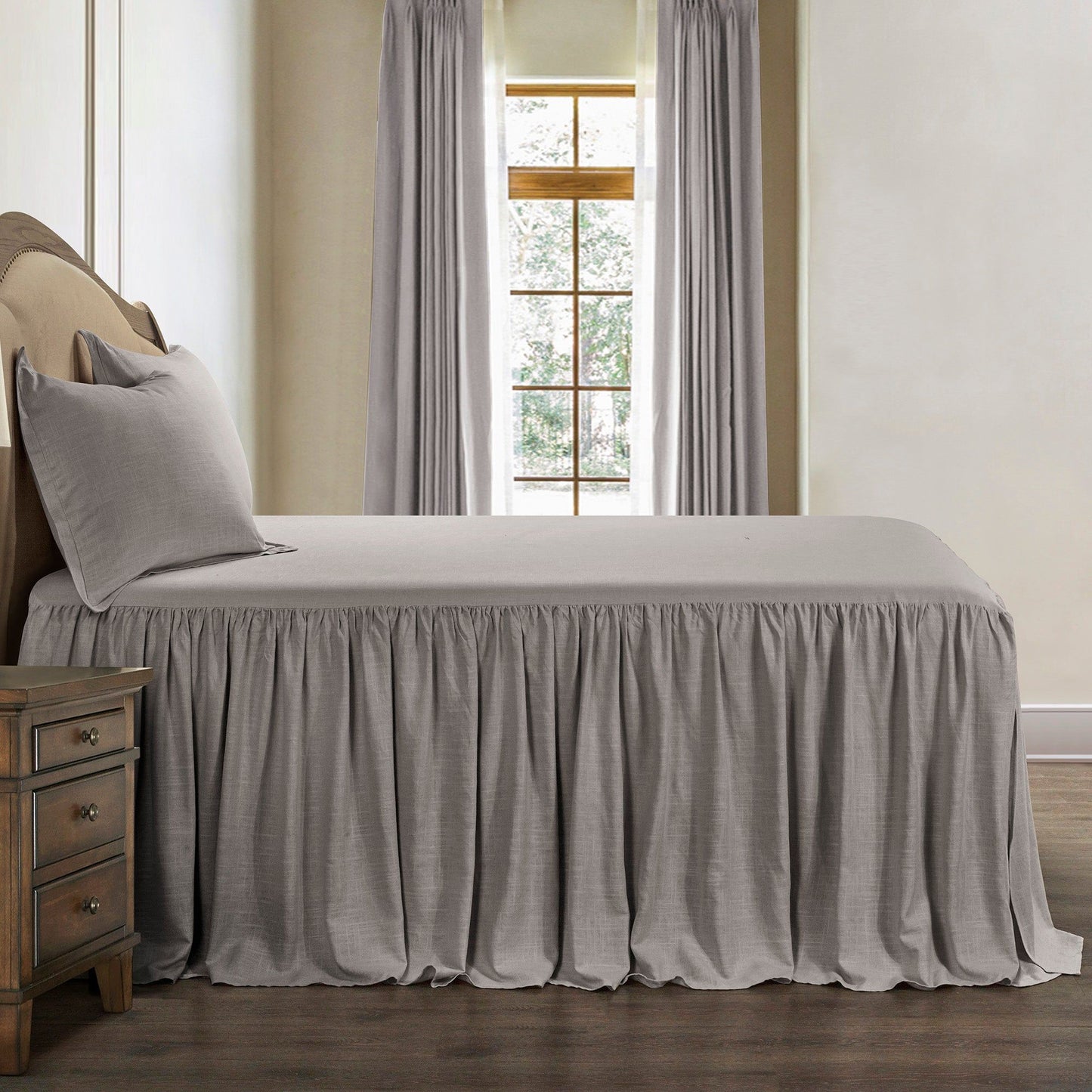 Luna - King Washed Linen Bedspread Set (Set of 3) - Taupe