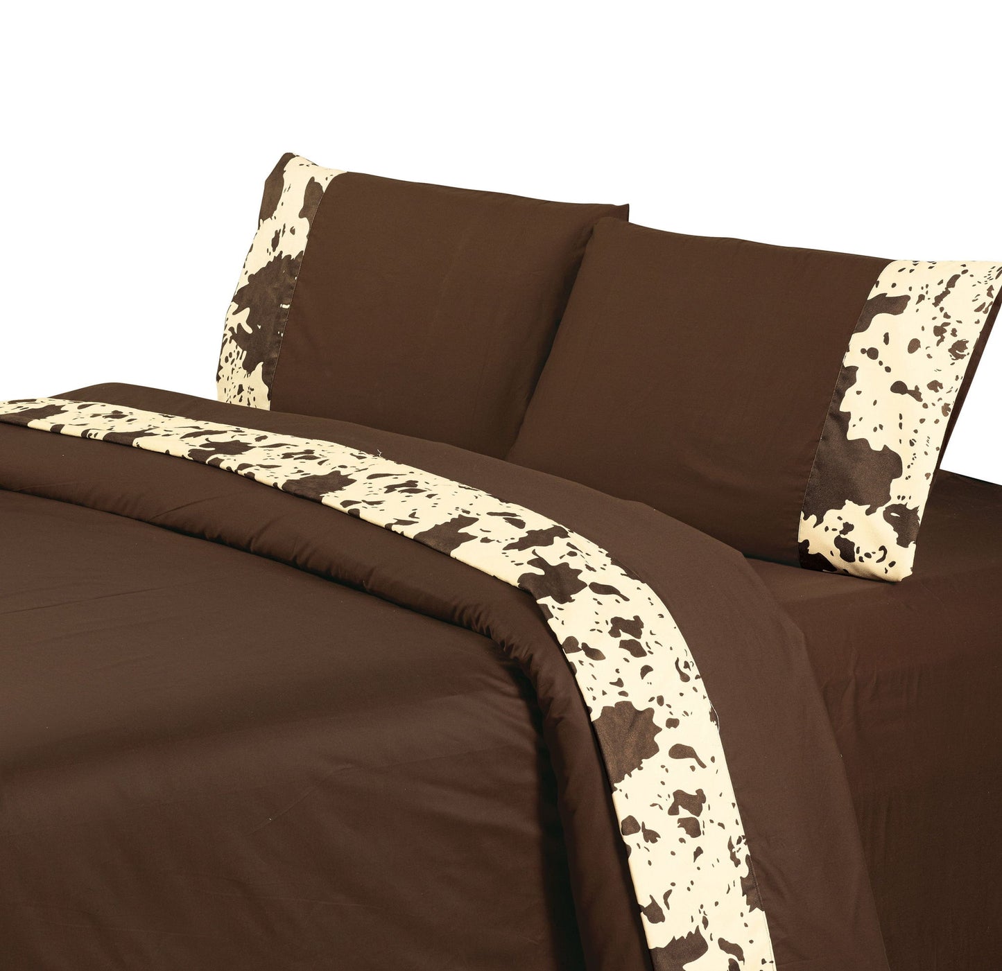 Elsa Cowhide - Twin 350TC Cowhide Sheet Set (Set of 3) - Chocolate