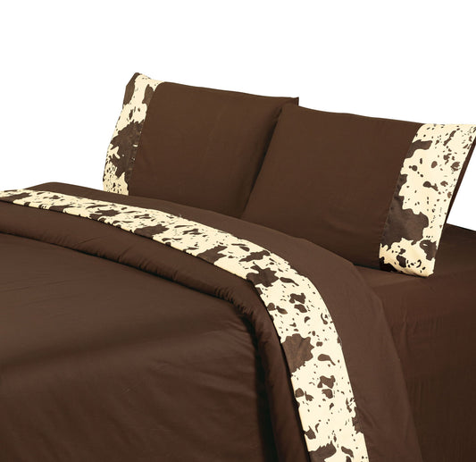 Elsa Cowhide - Twin 350TC Cowhide Sheet Set (Set of 3) - Chocolate