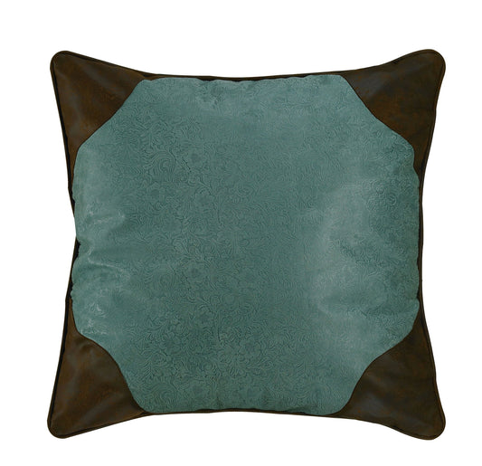 Calhoun - Turquoise Faux Tooled Leather Euro Sham - Turquoise