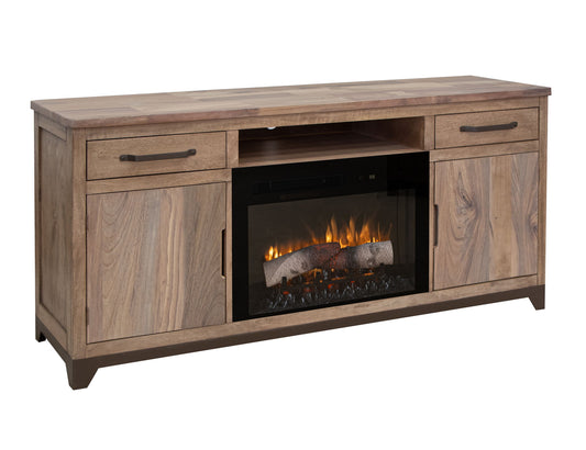 Natural Parota - 70" Electric Fireplace - Brown Cappuccino