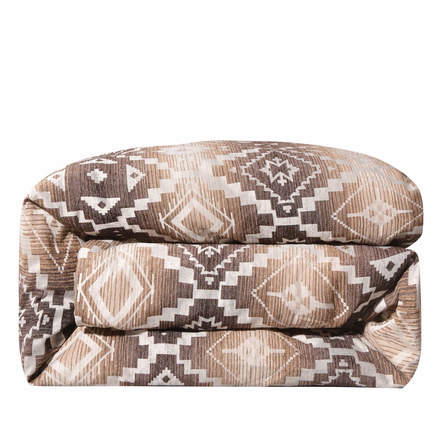 Chalet - King Aztec Duvet Cover - White / Brown
