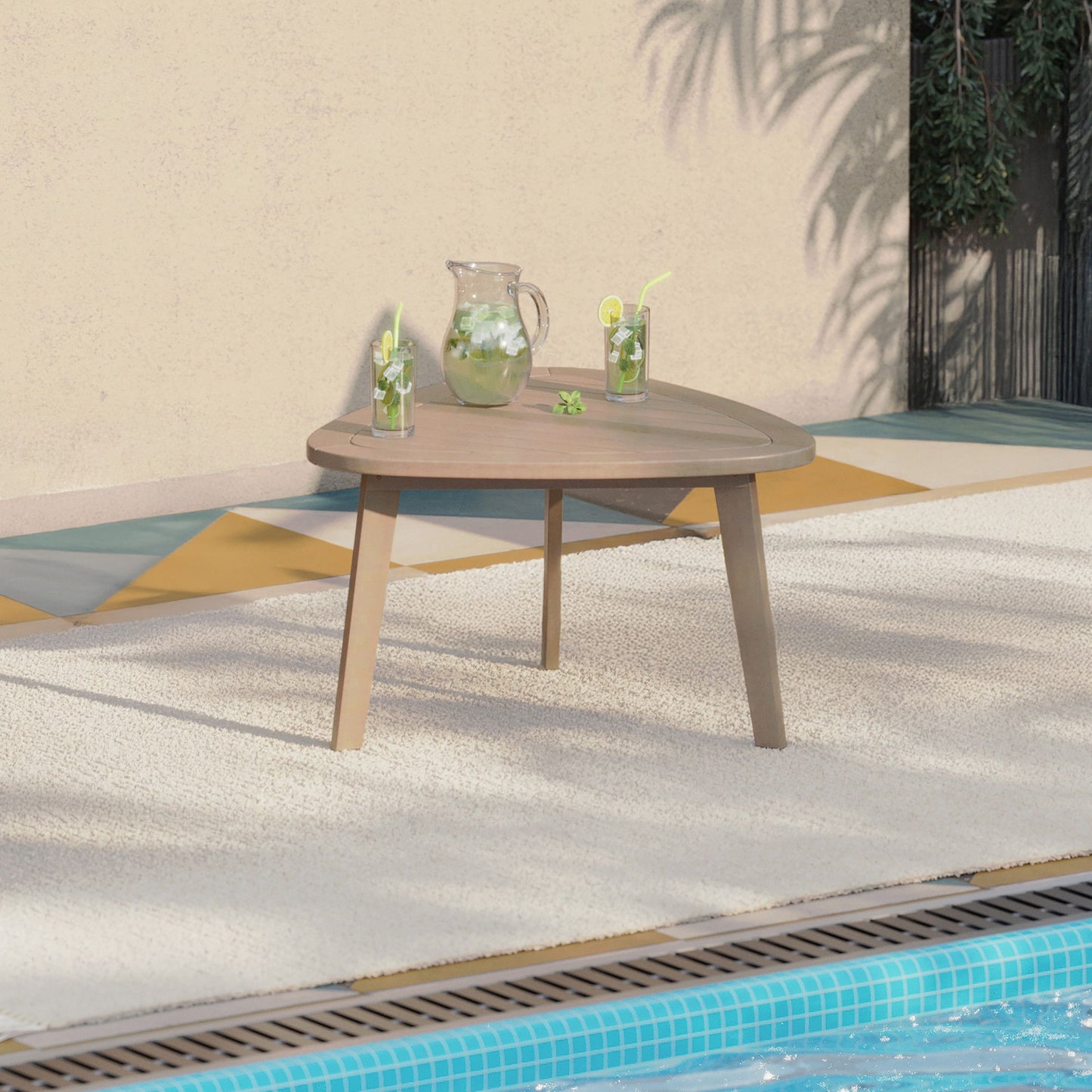 Radius - Patio End Table - Light Brown