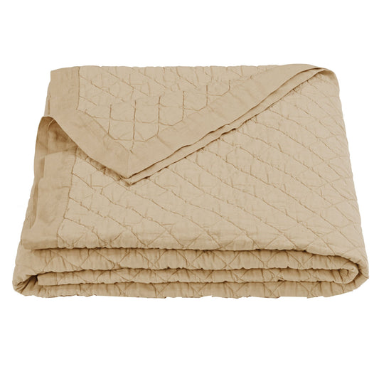 Diamond Linen - Full/Queen Linen Cotton Diamond Quilt - Khaki