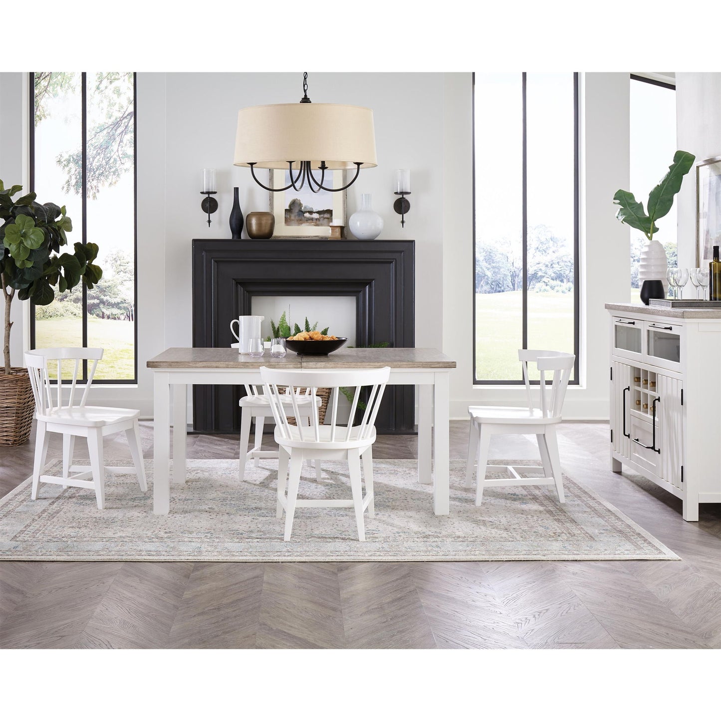 Cora - Rectangular Leg Dining Table - Cloud / Fog