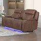 Carrow - Loveseat With Power Headrest, Footrest & Cooler, Massage, Stereo - Brown