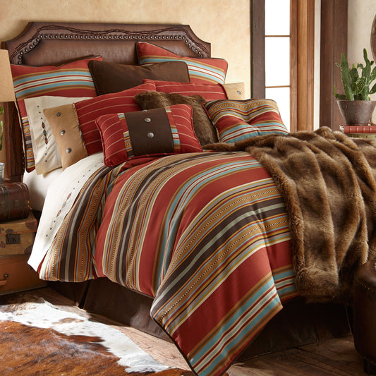 Calhoun - Queen Comforter Set (Set of 5) - Red / Brown