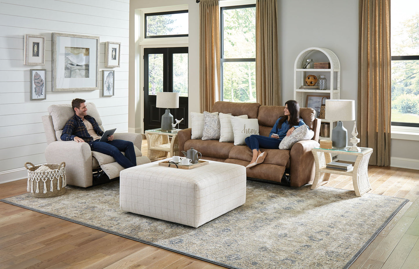 Justine - Lay Flat Reclining Sofa - Burlap