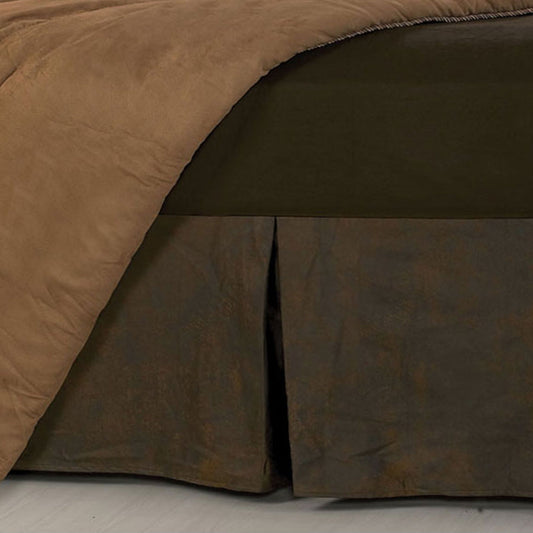 Choc Faux Leather - Queen Bed Skirt - Chocolate Brown