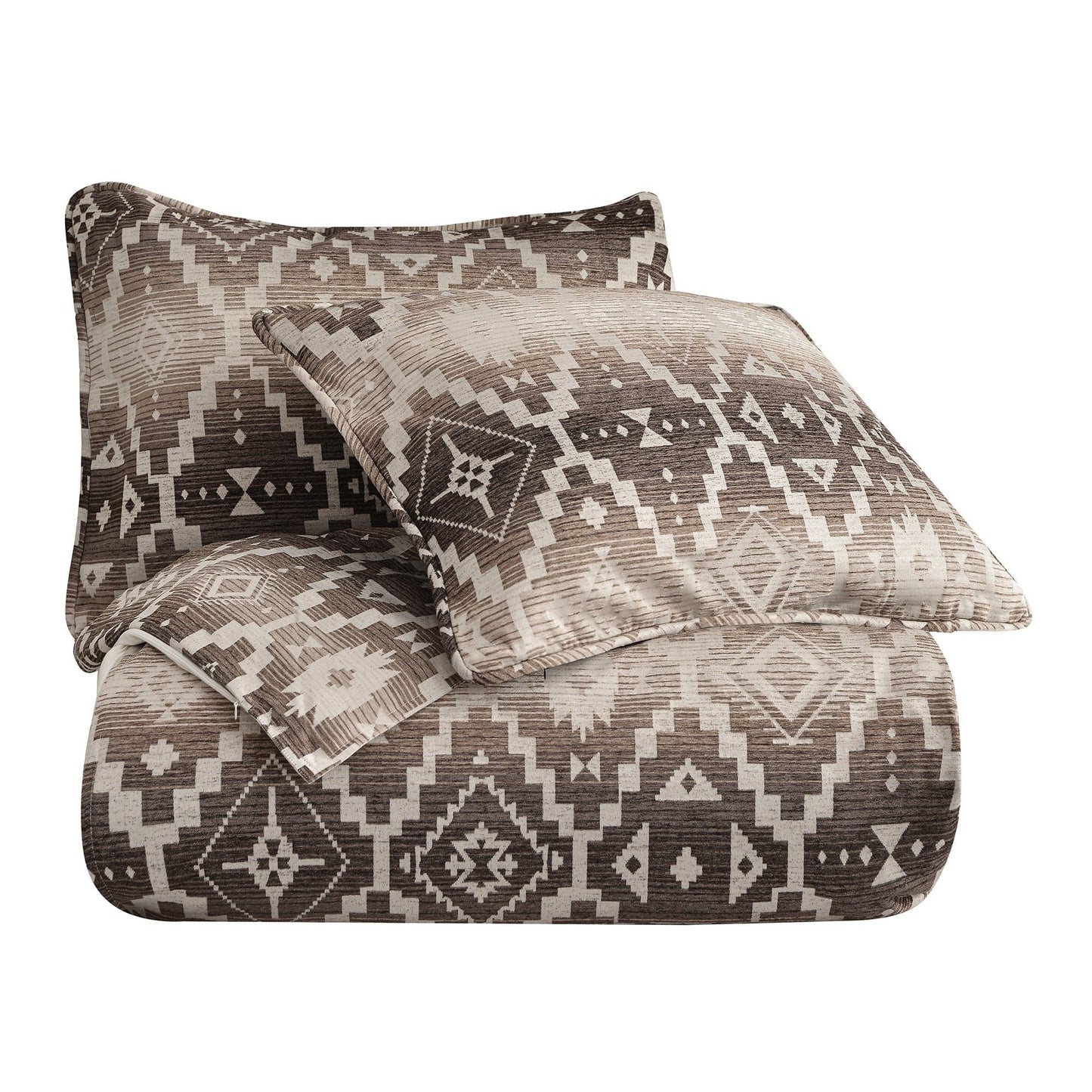 Chalet - Queen Aztec Duvet Cover Set (Set of 3) - White / Brown