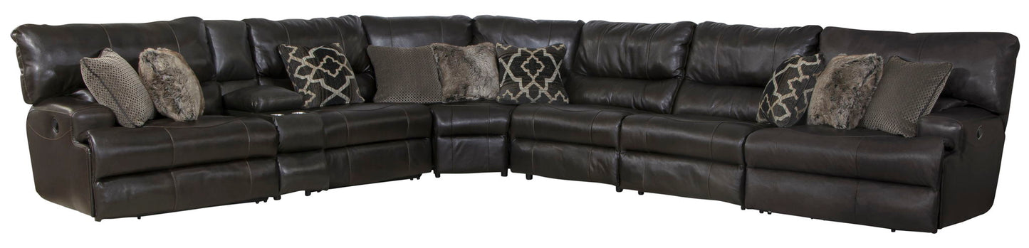 Como - 7 Piece Italian Leather Match Reclining Sectional