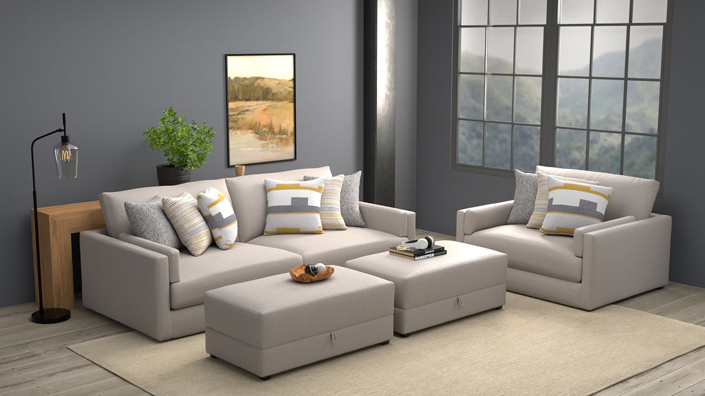 Trevor - Extra Deep Oversized Sofa With Included Storage Cocktail Ottoman