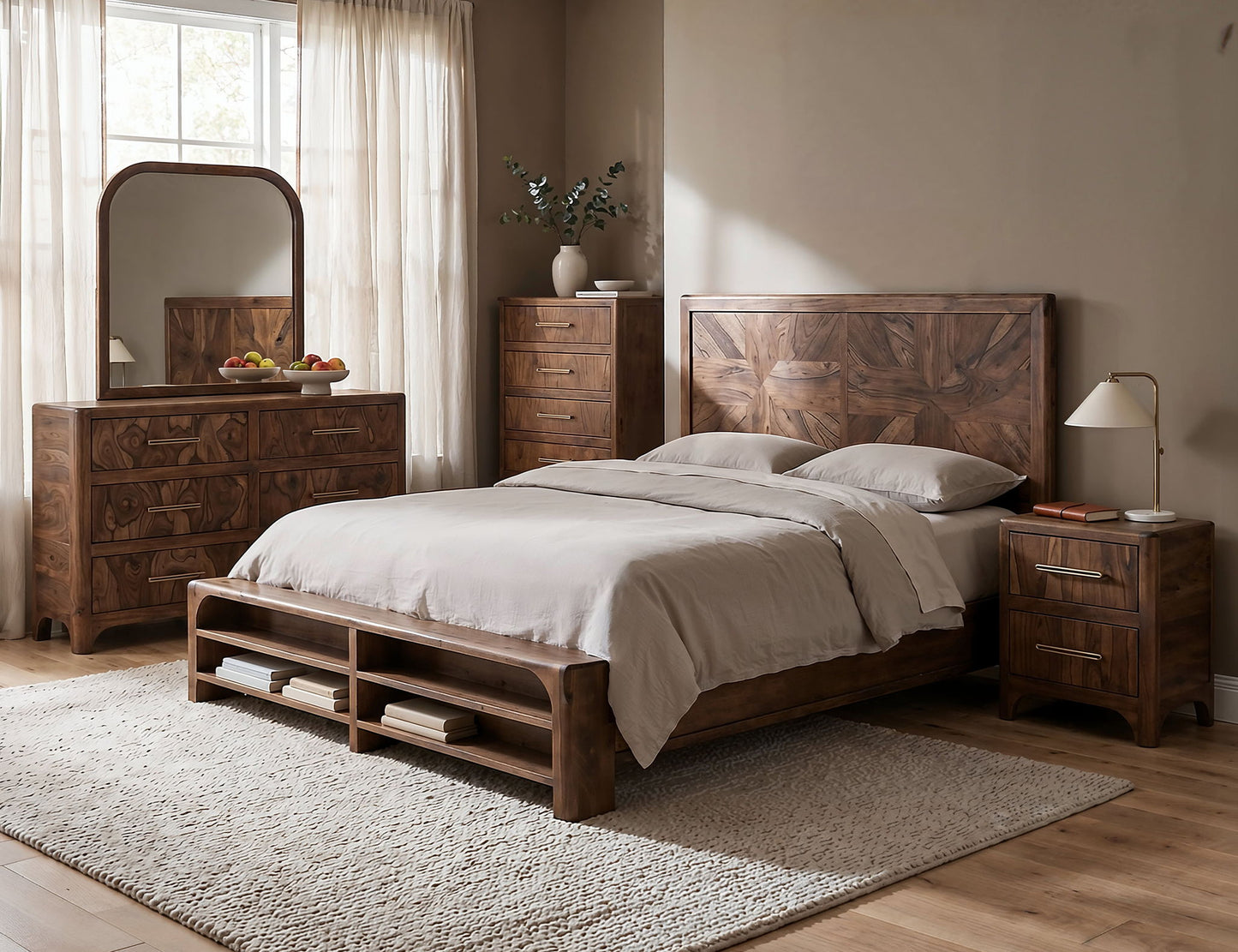 Praga - 2-Drawer Nightstand - Almond / Barrel Brown