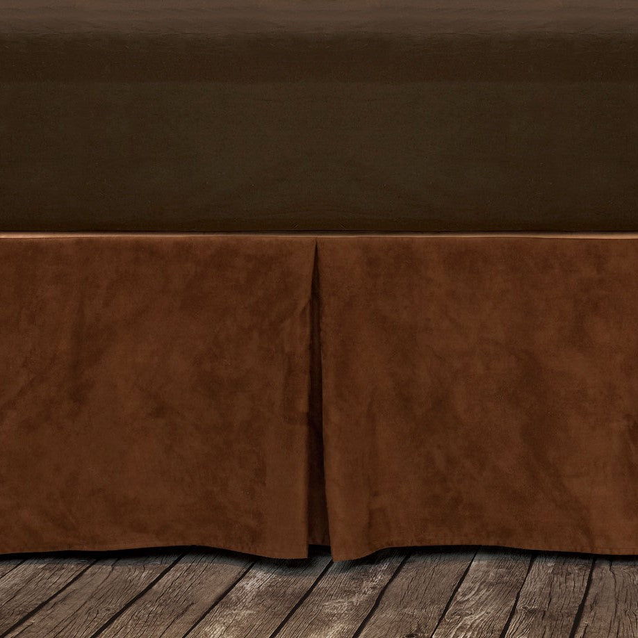 Copper Suede - King Faux Suede Bed Skirt - Copper