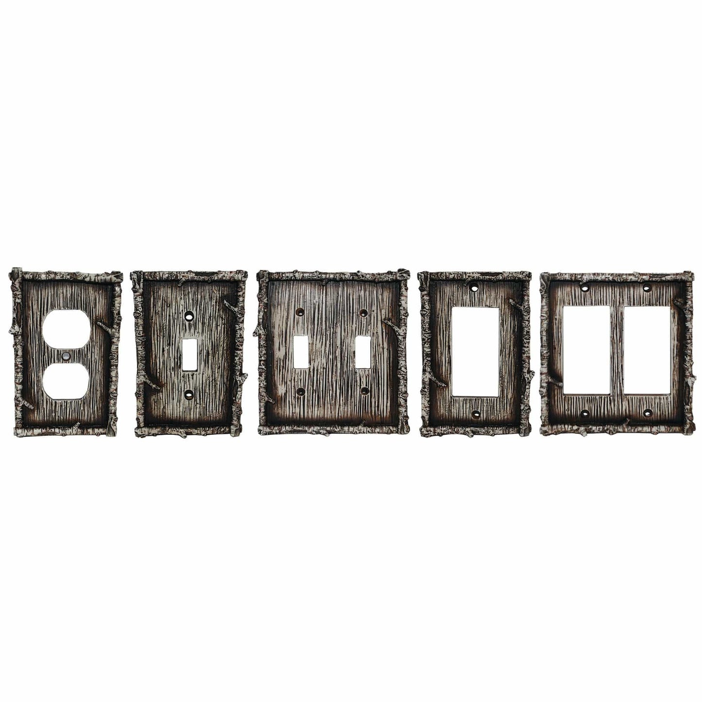 Birch Twig Switch Plate - 5" x 5" Birch Twig Double Rocker Wall Switch Plate  - Multi