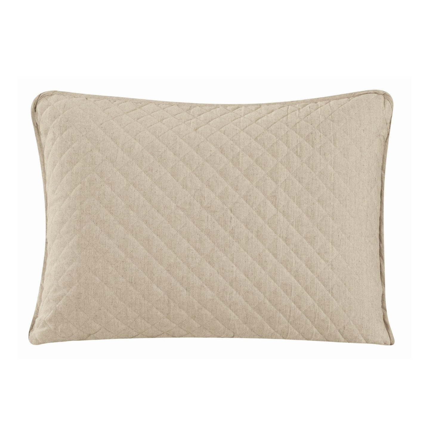 Anna - 21" x 27" Diamond Quilted Pillow Sham Set (Set of 2) - Light Tan