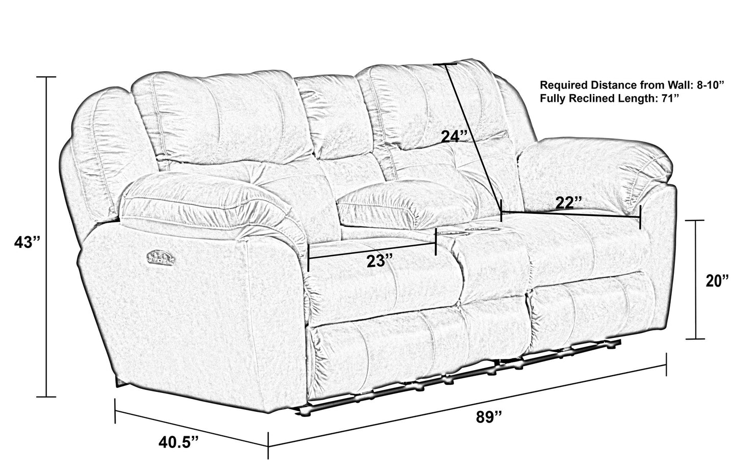 Ferrington - Power Lay Flat Reclining Console Loveseat with Power Adjustable Headrest