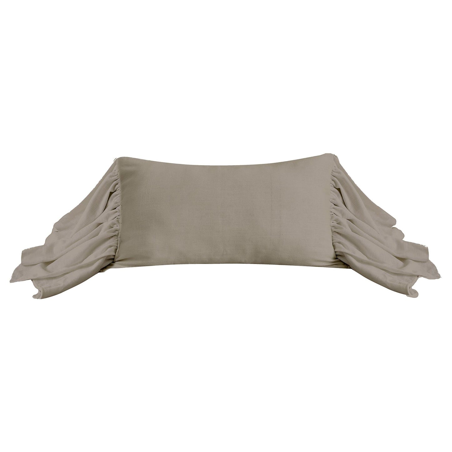 Luna - Washed Linen Long Ruffled Pillow - Taupe