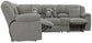 Quinn - 3 Piece Reclining Sectional With 4 Reclining Seats, Storage Arms, Storage Console With Lights, And Drop Down Table - Nature