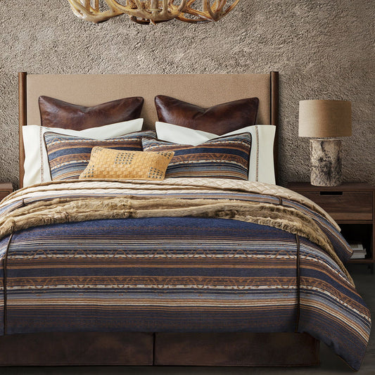 Estes - Queen Chenille Comforter Set (Set of 3) - Blue