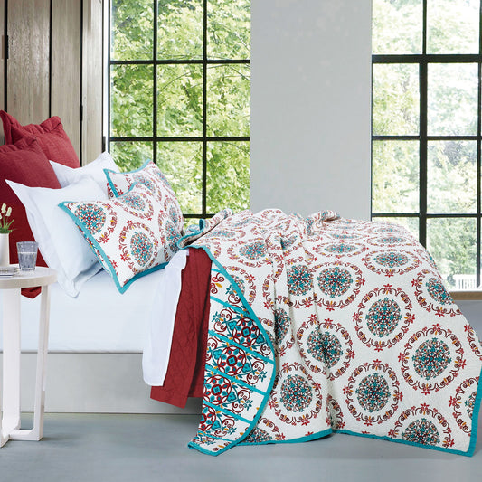 Sonora - Full/Queen Quilt Set (Set of 3) - Turquoise / Green