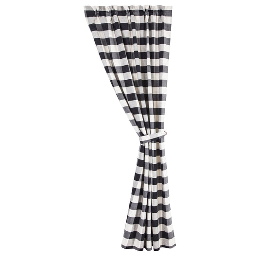 Camille - Buffalo Check Curtain Set (Set of 2) - Black / Natural