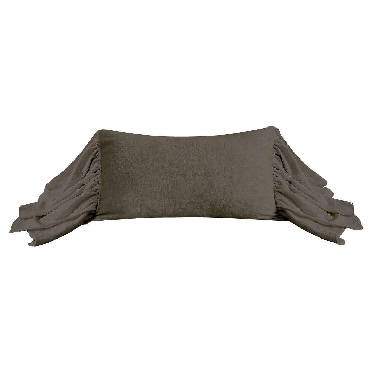 Luna - Washed Linen Long Ruffled Pillow - Slate