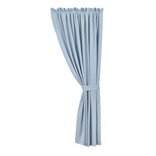 Luna - Washed Linen Lined Curtain - Light Blue