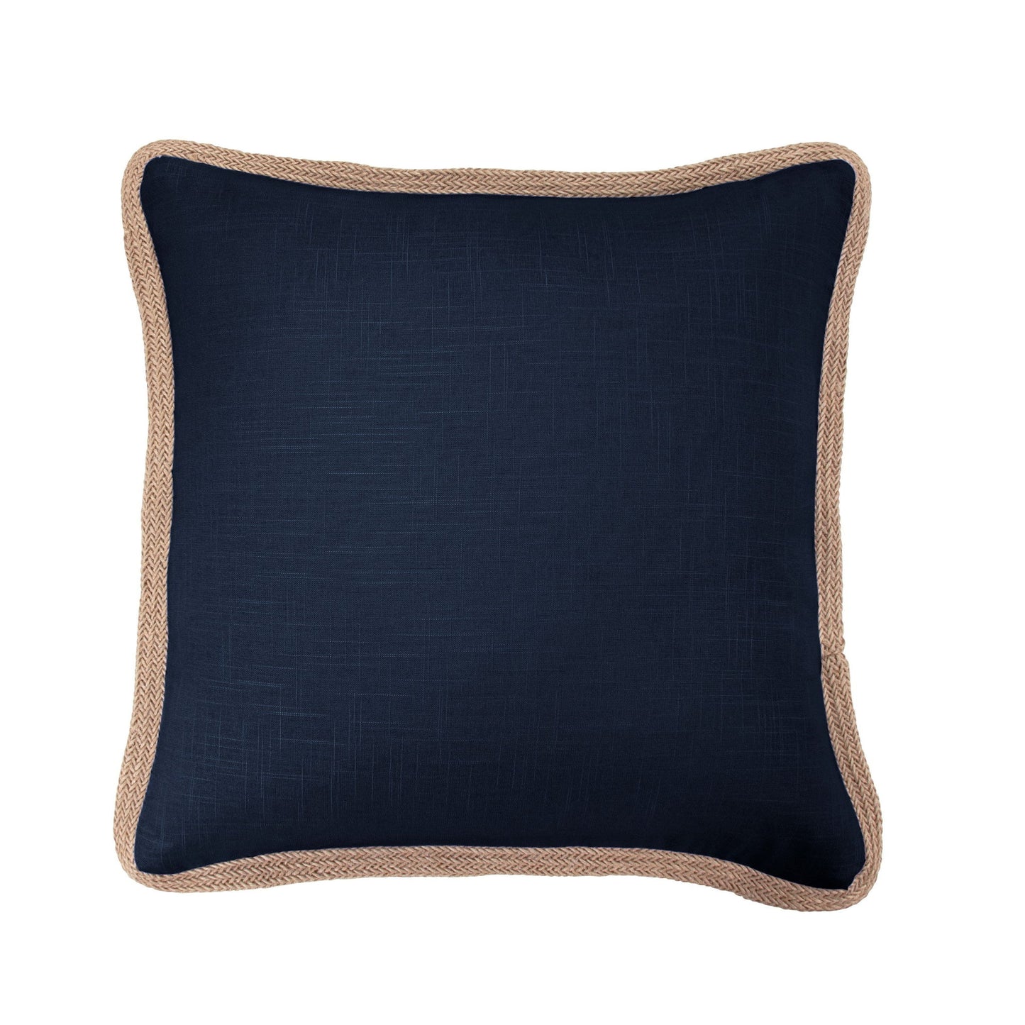 Luna - Washed Linen Jute Trimmed Pillow - Navy