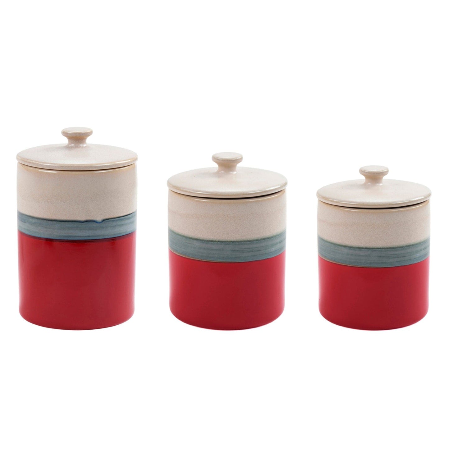 Pasadizo Stoneware - Ceramic Canisters (Set of 3) - Red