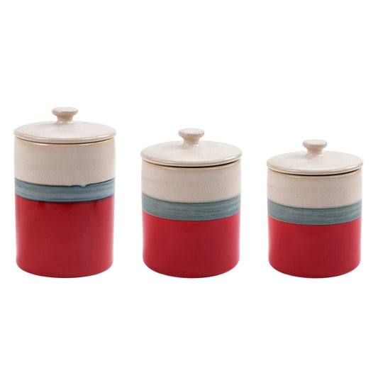 Pasadizo Stoneware - Ceramic Canisters (Set of 3) - Red