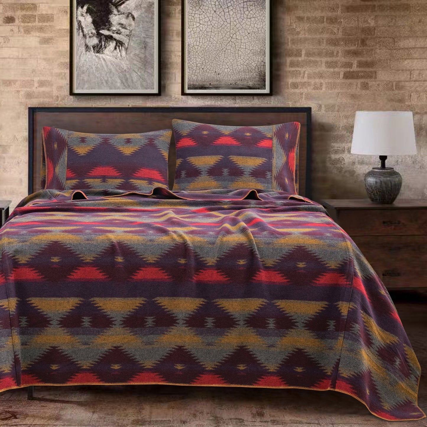 Gila - Twin Wool Blend Blanket Set (Set of 2) - Multi Color
