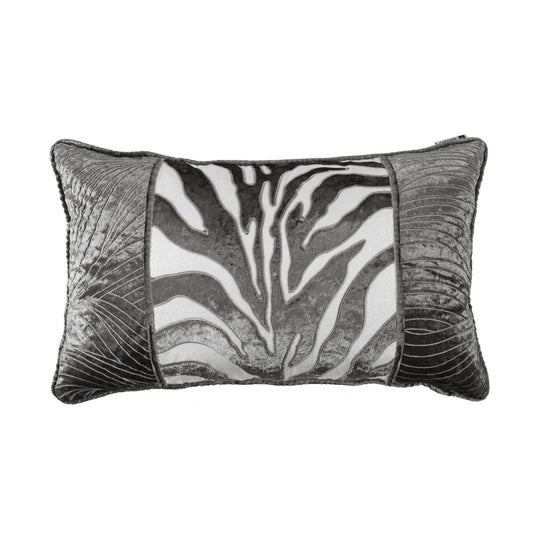 Celeste - Zebra Appliqué & Wave Embroidery Pillow - White