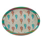 Saguaro Cactus - Cactus Design Melamine Serving Platter - Turquoise / Red
