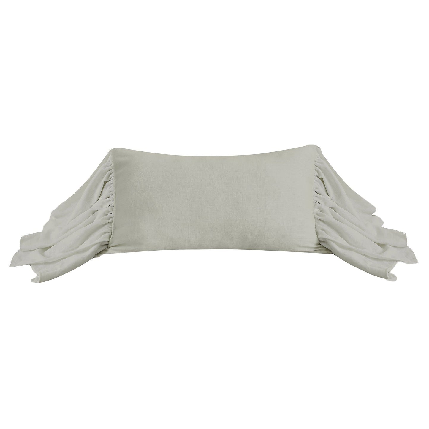 Luna - Washed Linen Long Ruffled Pillow - Light Gray