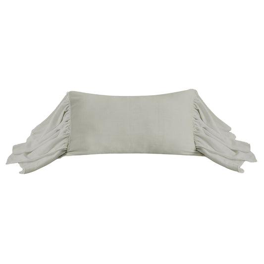 Luna - Washed Linen Long Ruffled Pillow - Light Gray