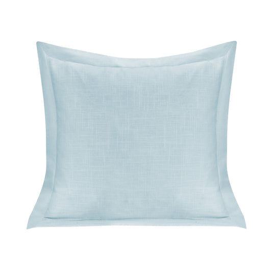 Luna - Single Flanged Washed Linen Pillow - Light Blue