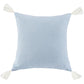 Luna - Washed Linen Tasseled Square Pillow - Light Blue