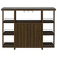 Evelio 6-shelf Glass Top Home Bar Wine Cabinet Walnut