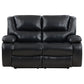 Camila 2-piece Upholstered Reclining Sofa Set Black