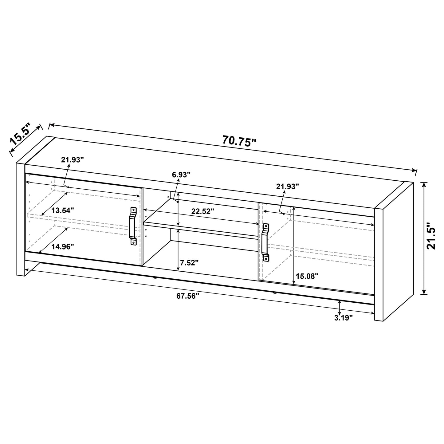 Burke 2-door Engineered Wood 71-inch TV Stand Grey Driftwood