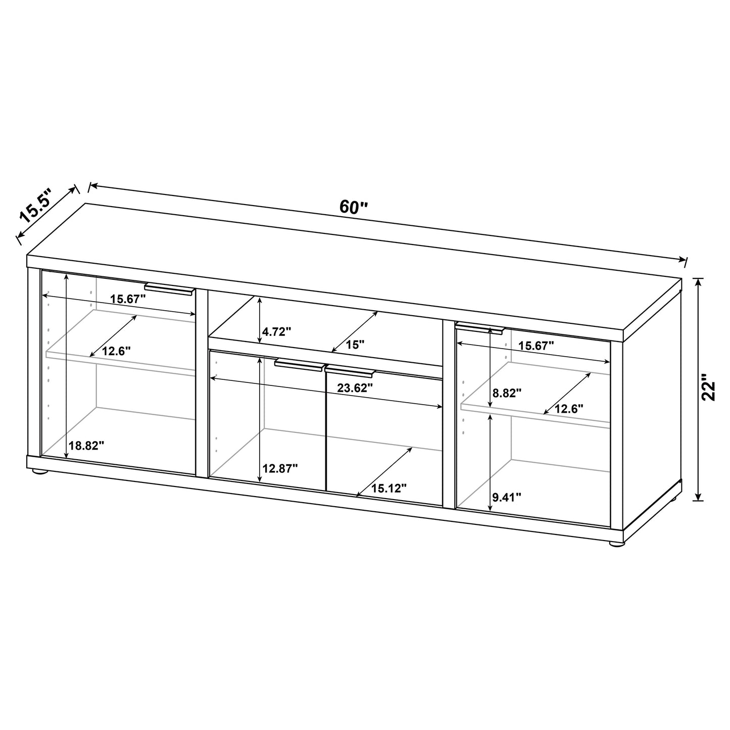 Tabby 3-piece 60-inch TV Entertainment Center Mango