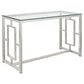 Merced Glass Top Metal Entryway Console Table Nickel